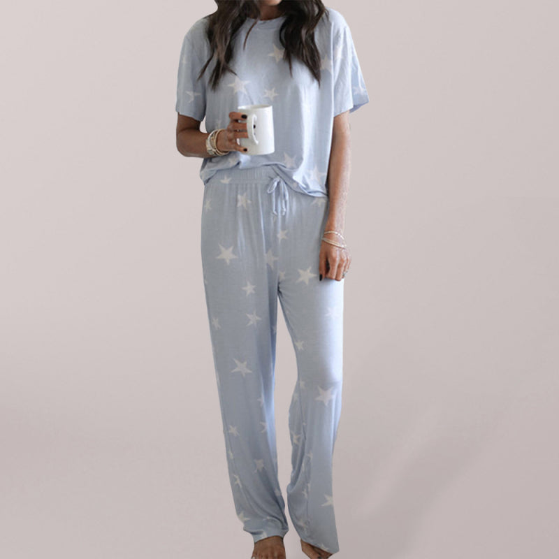 Women's Heart Print Two-piece Pajama Sets - Serenity Land fashion