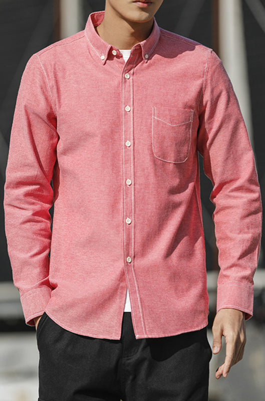 Men's Oxford Long Sleeve Casual Shirt - Serenity Land fashion