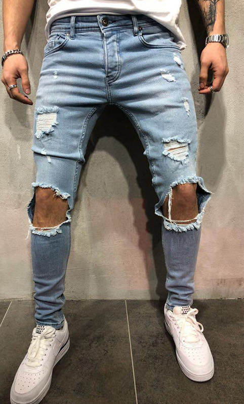 Mid Waist Ripped Slim Jeans - Serenity Land fashion