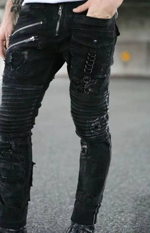 Mid Waist Ripped Slim Jeans - Serenity Land fashion