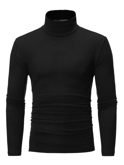 Solid Color Turtleneck Pullover - Serenity Land fashion