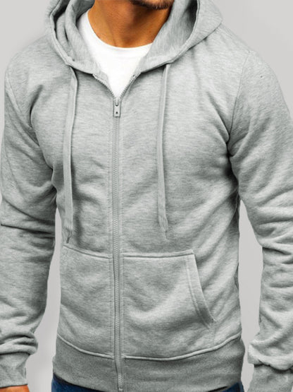 Solid Color Basic Zipper Hoodie - Serenity Land fashion
