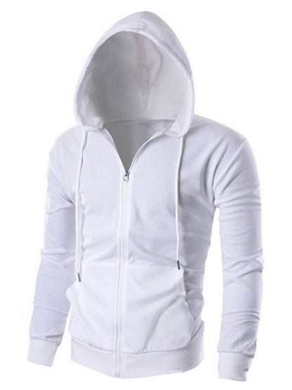 Solid Color Basic Zipper Hoodie - Serenity Land fashion