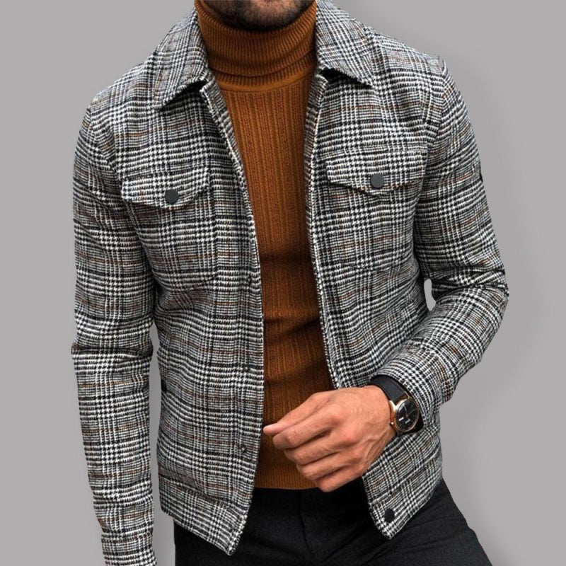 Plaid Print Flannel Jacket - Serenity Land fashion