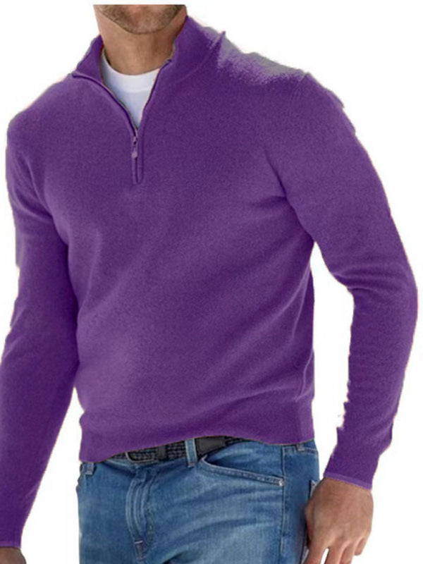 Solid Color Fleece Half Zip Pullover - Serenity Land fashion