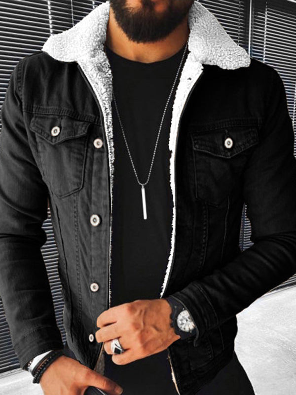 Plush Style Thickened Denim Men's Outer Jacket - Serenity Land fashion