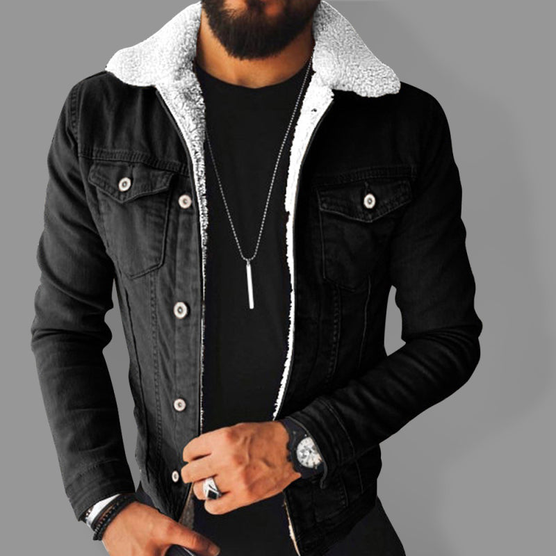 Plush Style Thickened Denim Men's Outer Jacket - Serenity Land fashion