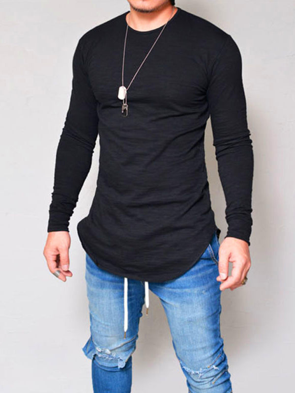 Solid Color Long Sleeve T-shirt - Serenity Land fashion