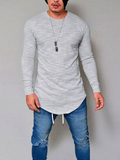 Solid Color Long Sleeve T-shirt - Serenity Land fashion