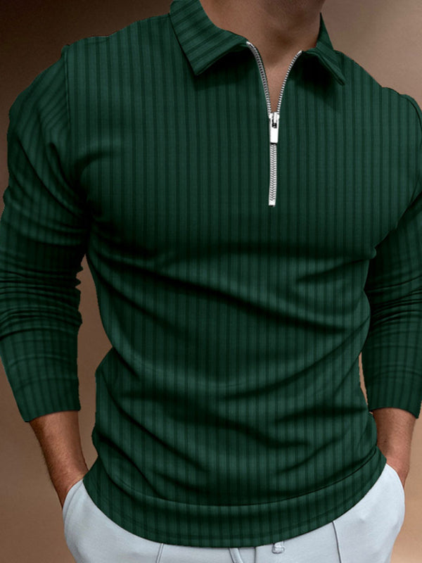 Men's Slim-fit Polo Strip Shirt - Serenity Land fashion