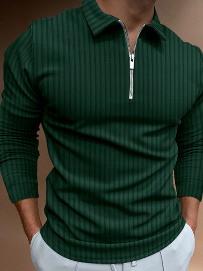 Men's Slim-fit Polo Strip Shirt - Serenity Land fashion