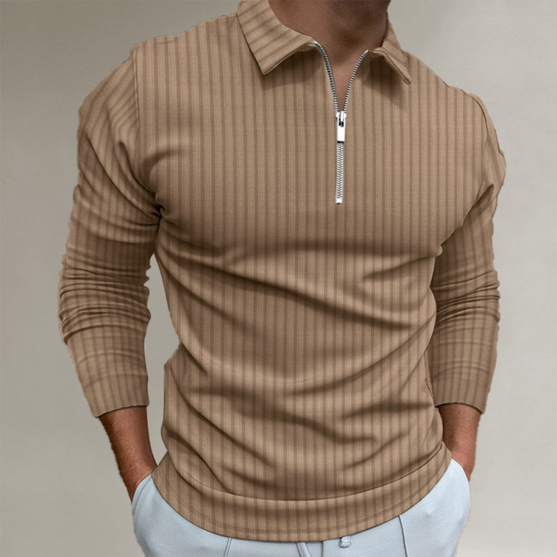 Men's Slim-fit Polo Strip Shirt - Serenity Land fashion