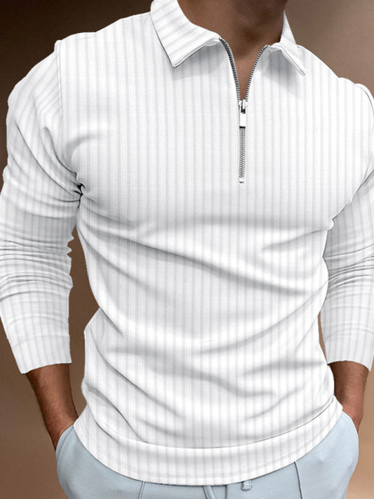Men's Slim-fit Polo Strip Shirt - Serenity Land fashion