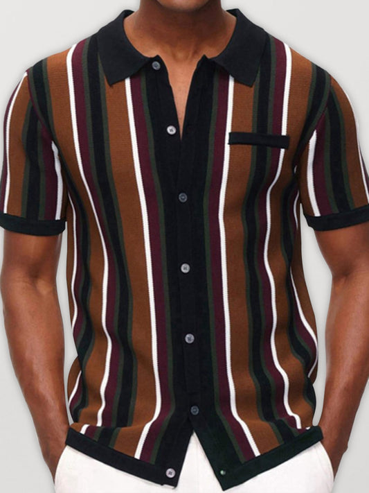 Stripe Short Sleeve Shirt - Serenity Land fashion