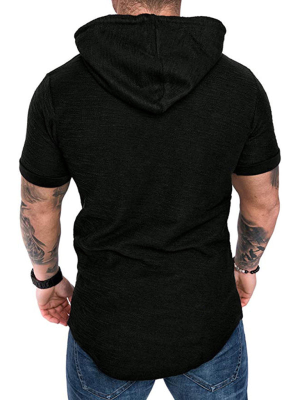 Short-sleeved T-shirt sports casual sweater men's hoodie - Serenity Land fashion