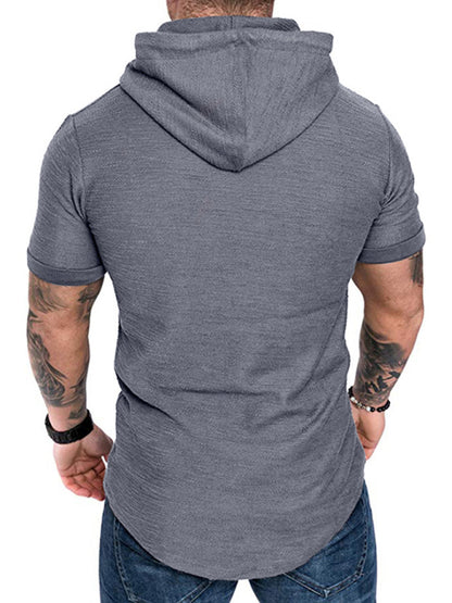 Short-sleeved T-shirt sports casual sweater men's hoodie - Serenity Land fashion