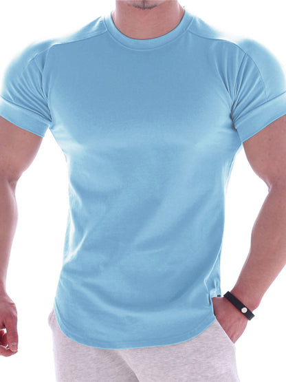 Solid Color Workout Short-sleeve T-shirt - Serenity Land fashion