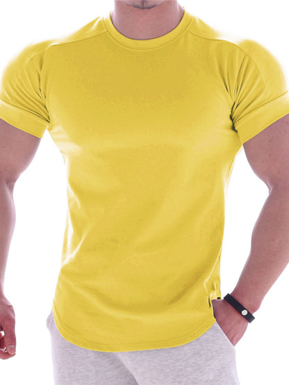 Solid Color Workout Short-sleeve T-shirt - Serenity Land fashion