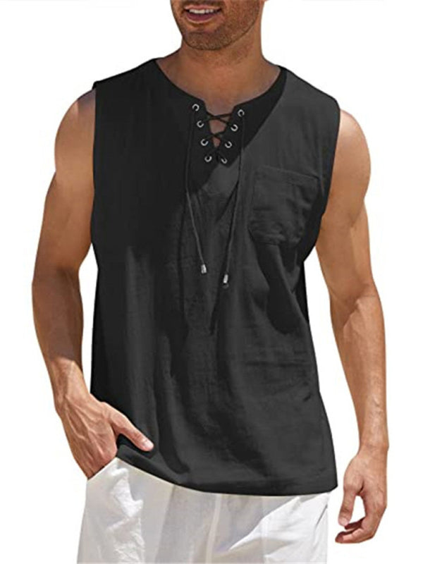 Solid Color Lace Tie Jersey - Serenity Land fashion