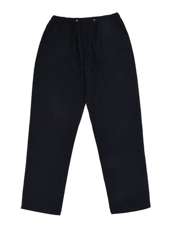 Men's Solid Color Linen Blend Drawstring Pants