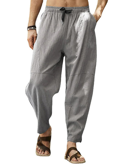 Casual loose cotton and linen trousers - Serenity Land fashion