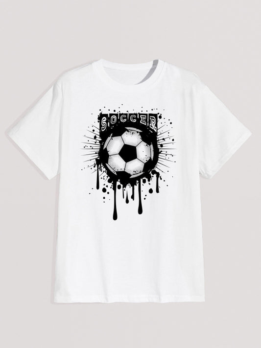 Soccer Graphic Print T-shirt - Serenity Land fashion