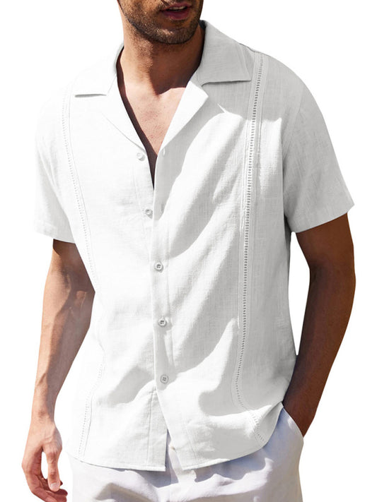 Men's Solid Color Linen Resort Shirt