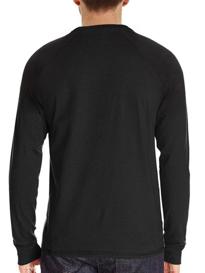 Round Neck Button Long Sleeve T-Shirt