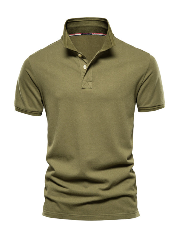 Men's solid color lapel short-sleeved POLO shirt