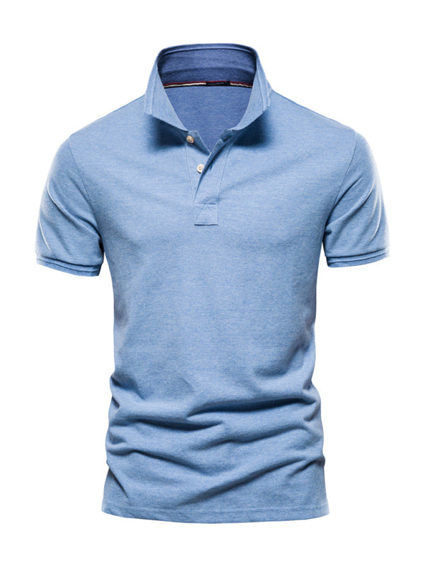 Men's solid color lapel short-sleeved POLO shirt