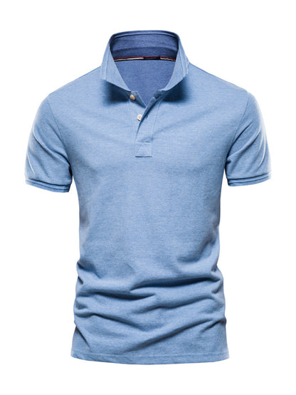Men's solid color lapel short-sleeved POLO shirt