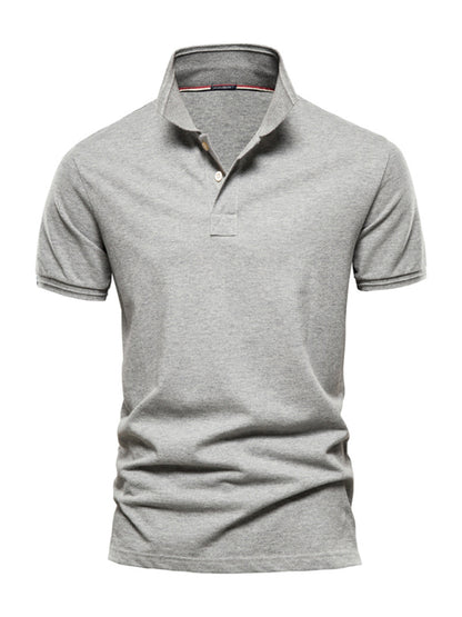 Men's solid color lapel short-sleeved POLO shirt