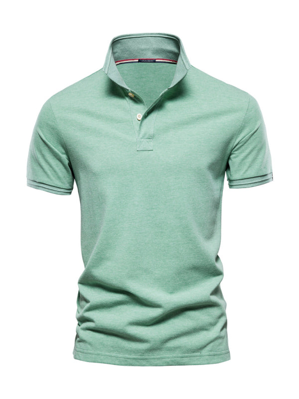 Men's solid color lapel short-sleeved POLO shirt