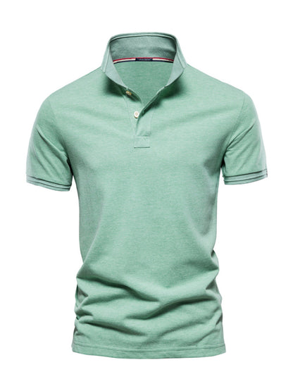 Men's solid color lapel short-sleeved POLO shirt