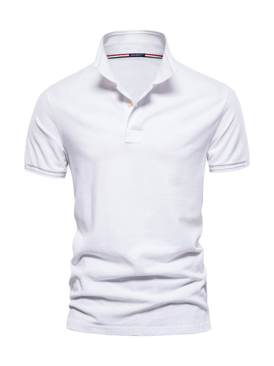 Men's solid color lapel short-sleeved POLO shirt