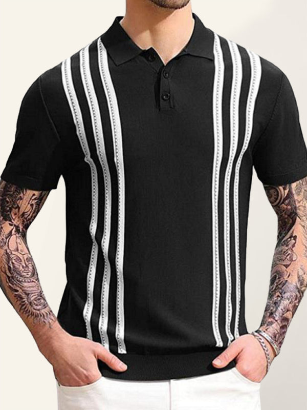 Men's Stripe Short Sleeve Polo Shirt