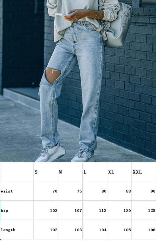 Women's Irregularly Ripped Denim Trousers