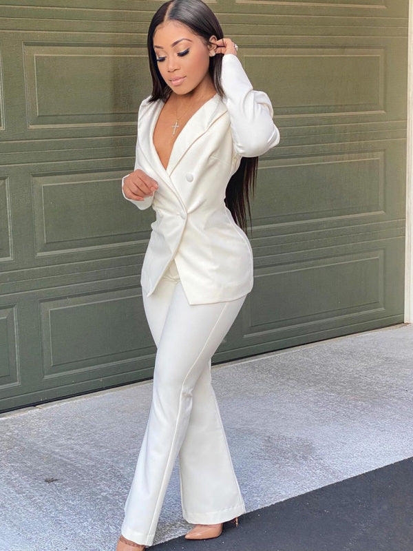 Women's temperament lapel trouser suit - Serenity Land fashion