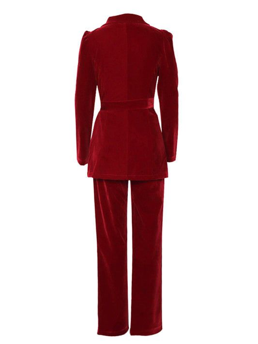 Women's Red lapel suit - Serenity Land fashion