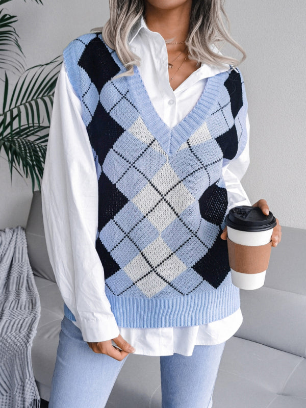 V-neck casual loose Sweater vest