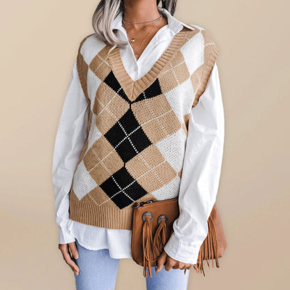 V-neck casual loose Sweater vest