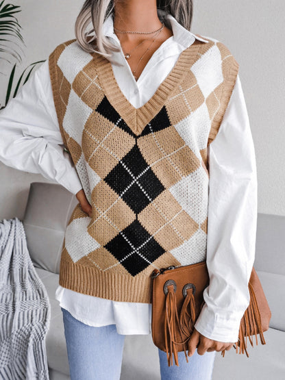 V-neck casual loose Sweater vest