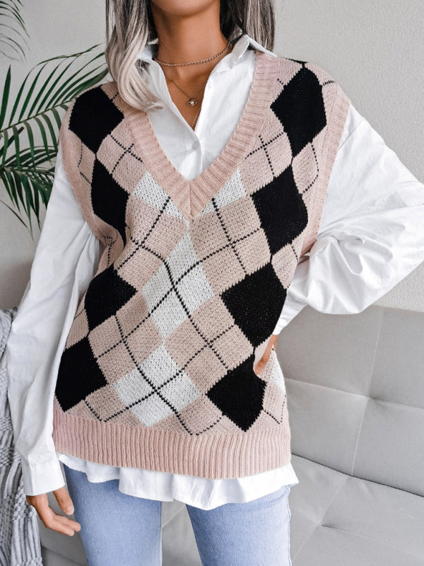 V-neck casual loose Sweater vest