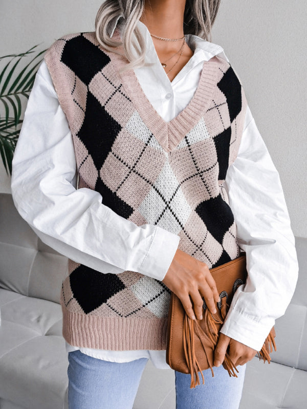 V-neck casual loose Sweater vest