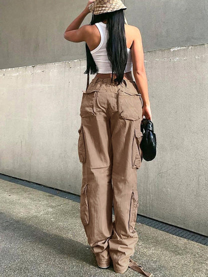 High Waist Loose Wide Leg Retro Cargo Pants