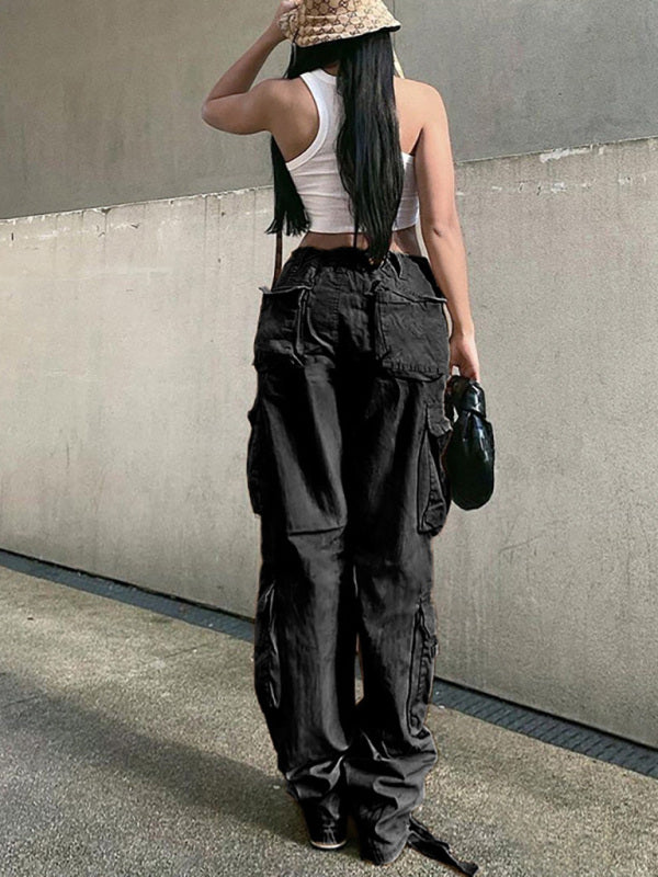 High Waist Loose Wide Leg Retro Cargo Pants