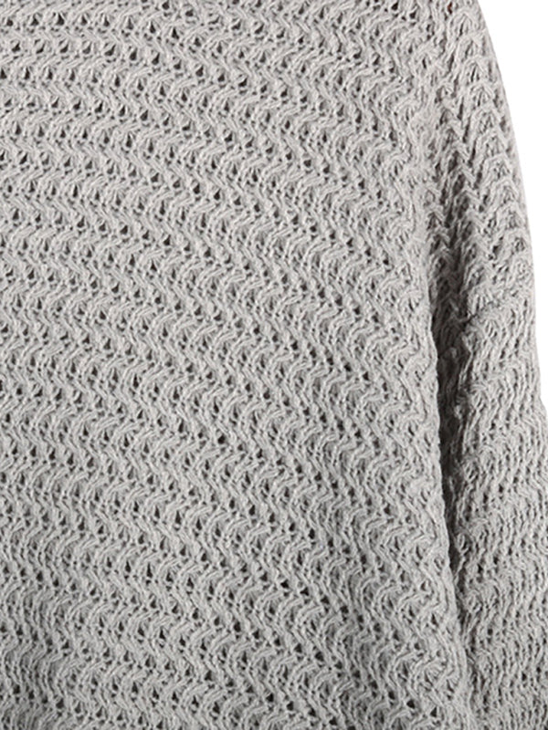 Casual Half Turtleneck Dropped Sleeve Side Slit Sweater - Serenity Land fashion