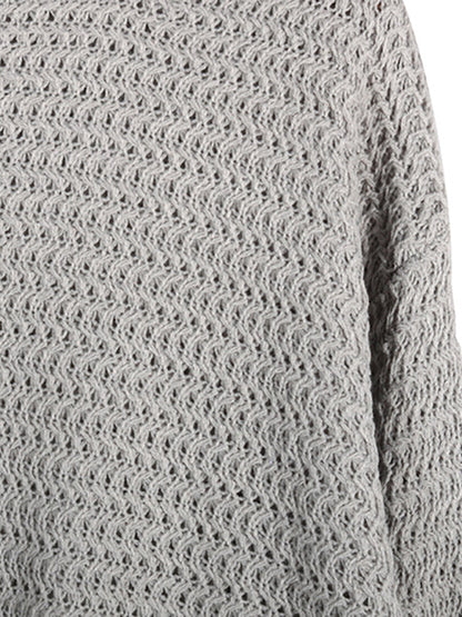 Casual Half Turtleneck Dropped Sleeve Side Slit Sweater - Serenity Land fashion