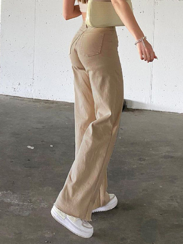 High waist straight leg Jeans - Serenity Land fashion