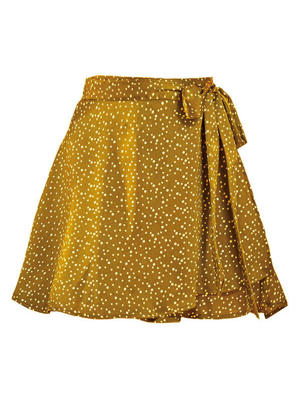 Solid Color Satin Wrap Mini Skirt - Serenity Land fashion